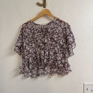 MISA Los Angeles Crop Flutter Top Size Medium